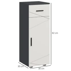 ProximaX Meuble salle de bain gris, armoire d'appoint avec tiroir et étagères réglables, meuble de rangement, idéal salle de bain ou salon