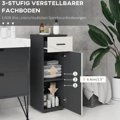 ProximaX Meuble salle de bain gris, armoire d'appoint avec tiroir et étagères réglables, meuble de rangement, idéal salle de bain ou salon