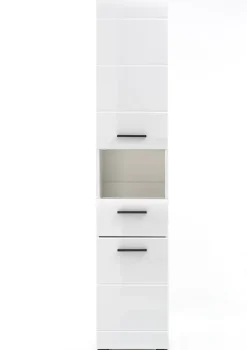 Chb Collection Meuble salle de bain. Meuble colonne mélaminé blanc brillant. L - H - P : 30 - 182 - 31 cm* Colonne De Salle De Bains