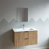 Aurlane Meuble salle de bain simple vasque 60cm bois MDF ondulé