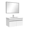 AICA Sanitaire Meuble salle de bain simple vasque 80cm meuble + miroir Blanc