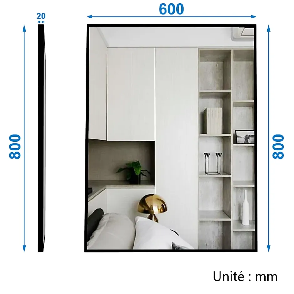 AICA Sanitaire Meuble salle de bain simple vasque 80cm meuble + miroir Blanc