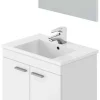 Pegane Meuble salle de bain Sous-vasque 60 cm avec 2 portes + Miroir coloris blanc brillant - H80 x Longueur 60 x Profondeur 45 cm* Meuble Sous Lavabo