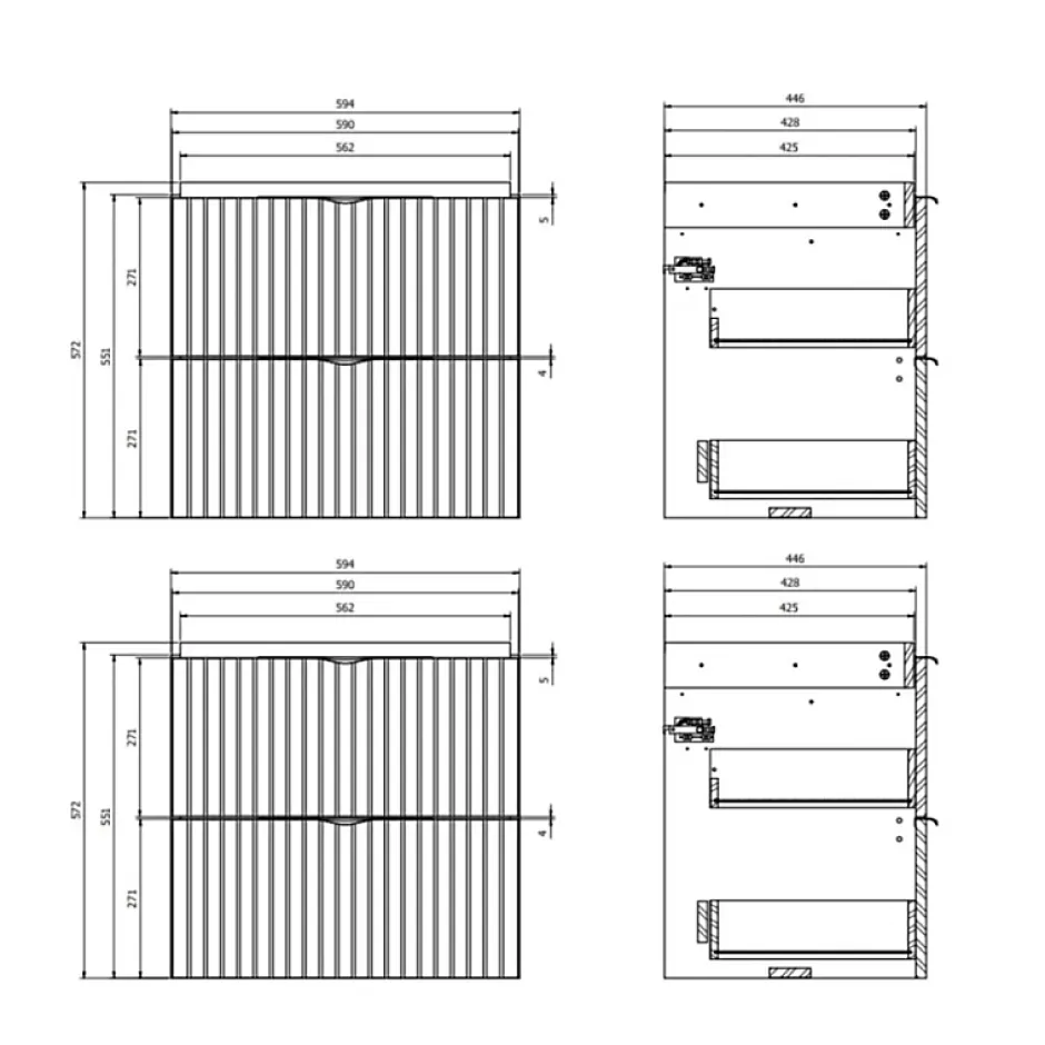 Planète Bain Meuble salle de bain strié 120 cm pour vasque à poser - Beige cachemire mat - à suspendre - Tirso* Meuble Vasque