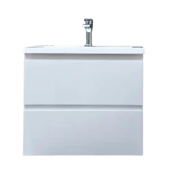 Swiss Aqua Technologies Meuble salle de bain suspendu 59 x 50 x 45 cm blanc brillant 2 tiroirs avec lavabo en marbre coulé SAT B-Way (BWAY260WU)* Meuble Vasque