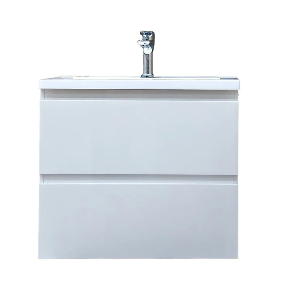 Swiss Aqua Technologies Meuble salle de bain suspendu 59 x 50 x 45 cm blanc brillant 2 tiroirs avec lavabo en marbre coulé SAT B-Way (BWAY260WU)* Meuble Vasque