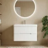 Top Bath Meuble Salle de Bains avec vasque/lavabo FIDJI 80 suspendu laqué Blanc brillant avec plan en résine