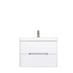 Top Bath Meuble Salle de Bains avec vasque/lavabo FIDJI 80 suspendu laqué Blanc brillant avec plan en résine