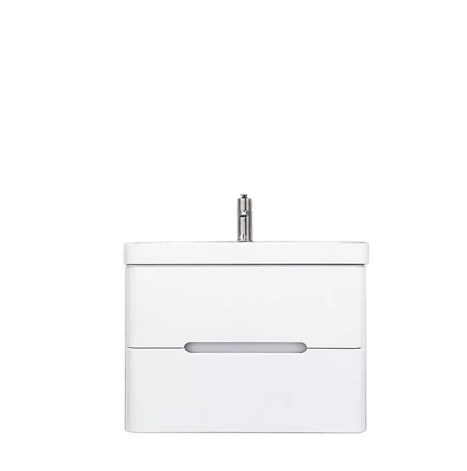 Top Bath Meuble Salle de Bains avec vasque/lavabo FIDJI 80 suspendu laqué Blanc brillant avec plan en résine