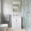 Top Bath Meuble Salle de Bains avec vasque/lavabo LOOK 60 Blanc à poser avec plan céramique.* Meuble Vasque