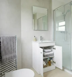 Top Bath Meuble Salle de Bains avec vasque/lavabo LOOK 60 Blanc à poser avec plan céramique.* Meuble Vasque