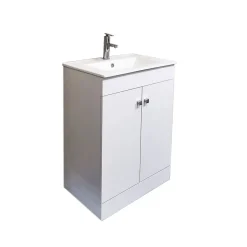 Top Bath Meuble Salle de Bains avec vasque/lavabo LOOK 60 Blanc à poser avec plan céramique.* Meuble Vasque