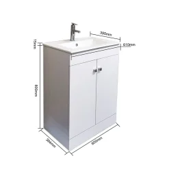 Top Bath Meuble Salle de Bains avec vasque/lavabo LOOK 60 Blanc à poser avec plan céramique.* Meuble Vasque