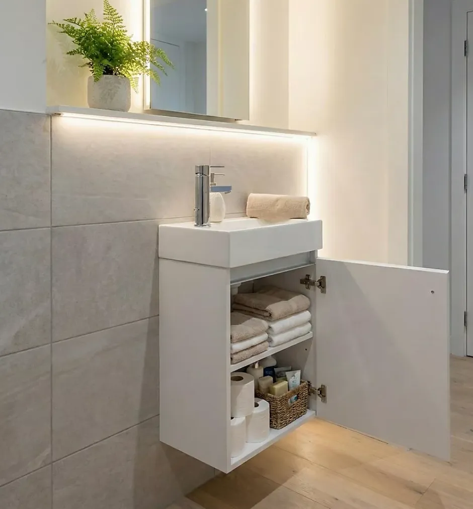 Top Bath Meuble Salle de Bains avec vasque/lavabo lave mains à suspendre Bahamas 40 Blanc