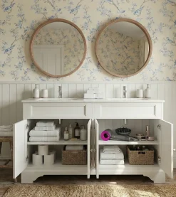 Top Bath Meuble Salle de Bains avec vasque/lavabo DOLIANA 120 à poser laqué Blanc mat 4 portes avec plan céramique* Meuble Vasque
