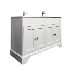 Top Bath Meuble Salle de Bains avec vasque/lavabo DOLIANA 120 à poser laqué Blanc mat 4 portes avec plan céramique* Meuble Vasque