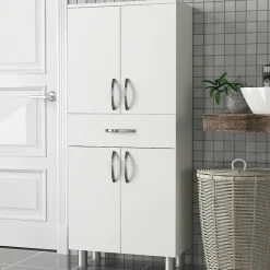 Pier Import Meuble salle de bains blanc, 4 portes 1 tiroir JENA* Armoire De Salle De Bains