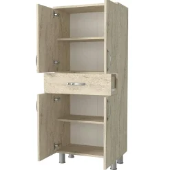Pier Import Meuble salle de bains effet travertin, 4 portes 1 tiroir JENA* Armoire De Salle De Bains