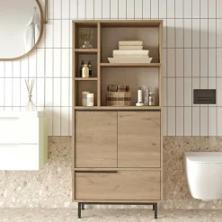 Pier Import Meuble salle de bains moderne effet bois 3 portes JENA