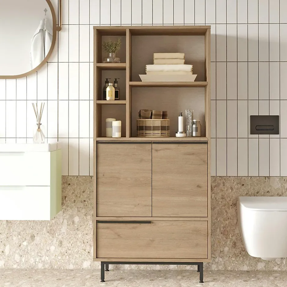 Pier Import Meuble salle de bains moderne effet bois 3 portes JENA