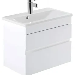 Sanindusa Meuble salle de bains suspendu 60x36 Look slow close blanc (vasque Look en option non inclus)* Meuble Sous-Vasque