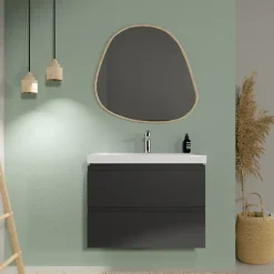 Planète Bain Meuble salle de bain-80x37.5cm-Gain de place -Gris anthracite Mat-Moduo Slim