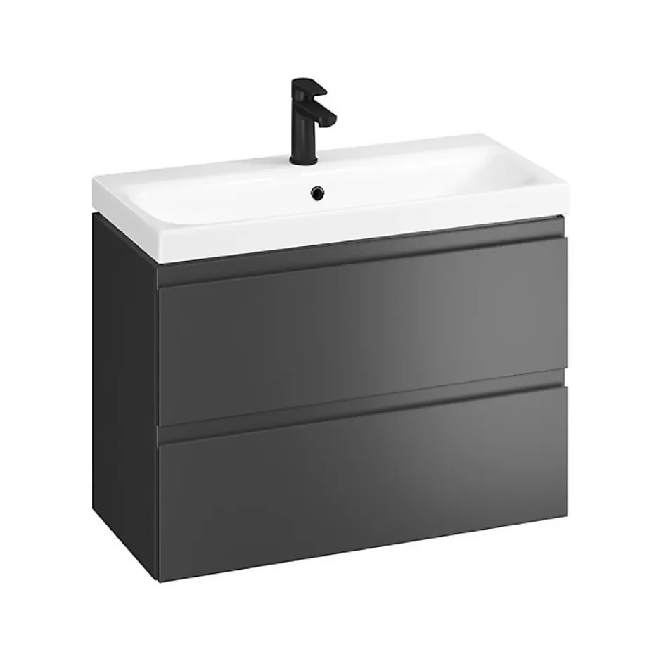 Planète Bain Meuble salle de bain-80x37.5cm-Gain de place -Gris anthracite Mat-Moduo Slim