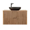 Petits-Meubles Meuble simple vasque 100cm Gaia Bois et Noir - Vasque Noir* Meuble Vasque