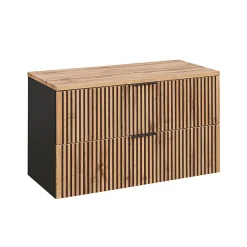 Petits-Meubles Meuble simple vasque 100cm Gaia Bois et Noir - Vasque Noir* Meuble Vasque