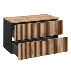 Petits-Meubles Meuble simple vasque 100cm Gaia Bois et Noir - Vasque Noir* Meuble Vasque