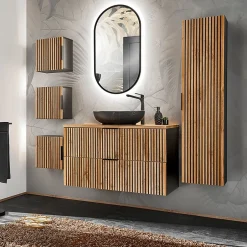 Petits-Meubles Meuble simple vasque 100cm Gaia Bois et Noir - Vasque Noir* Meuble Vasque