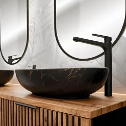 Petits-Meubles Meuble simple vasque 100cm Gaia Bois et Noir - Vasque Noir* Meuble Vasque