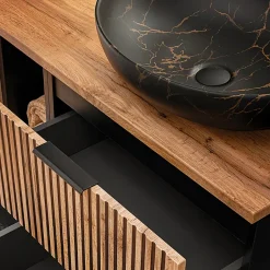 Petits-Meubles Meuble simple vasque 100cm Gaia Bois et Noir - Vasque Noir* Meuble Vasque