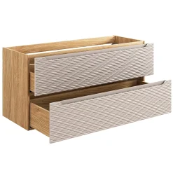 Petits-Meubles Meuble simple vasque encastree droite 120cm 2 tiroirs Elora Beige et bois* Meuble Vasque
