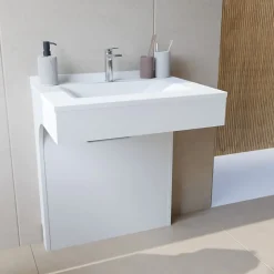 Cuisibane Meuble simple vasque PMR EPURE 70 cm - Blanc brillant* Meuble Vasque