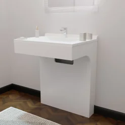 Cuisibane Meuble simple vasque PMR EPURE 70 cm - Blanc brillant* Meuble Vasque