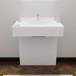 Cuisibane Meuble simple vasque PMR EPURE 70 cm - Blanc brillant* Meuble Vasque
