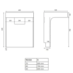 Cuisibane Meuble simple vasque PMR EPURE 70 cm - Blanc brillant* Meuble Vasque