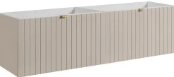 Furnidea Meuble sous double vasque suspendu HARMO 160 cm Façade rainuré cachemire semi-mat* Meuble Sous Lavabo