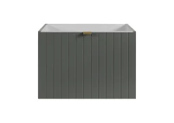 Furnidea Meuble sous double vasque suspendu HARMO 120 cm Façade rainuré vert semi-mat