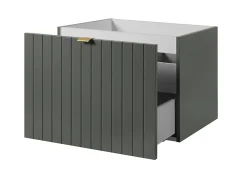 Furnidea Meuble sous double vasque suspendu HARMO 120 cm Façade rainuré vert semi-mat