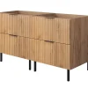 Furnidea Meuble sous double vasque sur pieds FLOW chêne craft 120 cm* Meuble Sous Lavabo