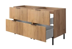 Furnidea Meuble sous double vasque sur pieds FLOW chêne craft 120 cm* Meuble Sous Lavabo