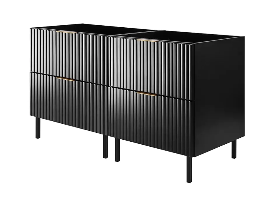 Furnidea Meuble sous double vasque sur pieds FLOW noir 120 cm