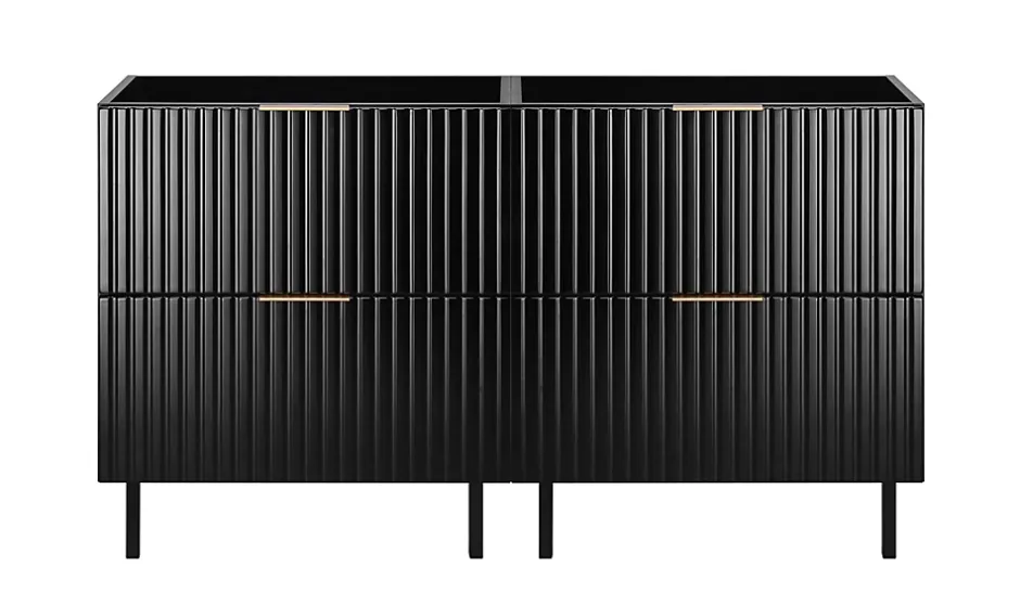 Furnidea Meuble sous double vasque sur pieds FLOW noir 120 cm