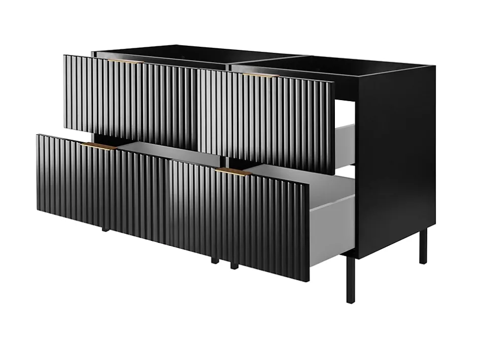 Furnidea Meuble sous double vasque sur pieds FLOW noir 120 cm