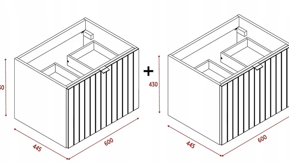 Furnidea Meuble sous double vasque suspendu HARMO 120 cm Façade rainuré cachemire semi-mat