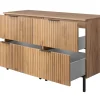 Furnidea Meuble sous double vasque avec plan sur pieds FLOW chêne craft 120 cm