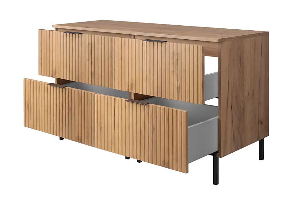 Furnidea Meuble sous double vasque avec plan sur pieds FLOW chêne craft 120 cm