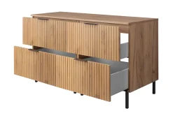 Furnidea Meuble sous double vasque avec plan sur pieds FLOW chêne craft 120 cm